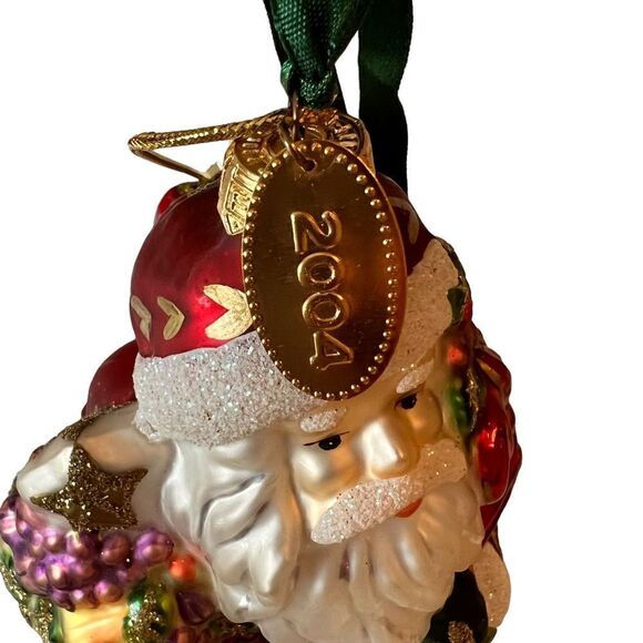 Fitz and Floyd 9" 2004 santa oversized numbered glass ornament - Picture 9 of 12